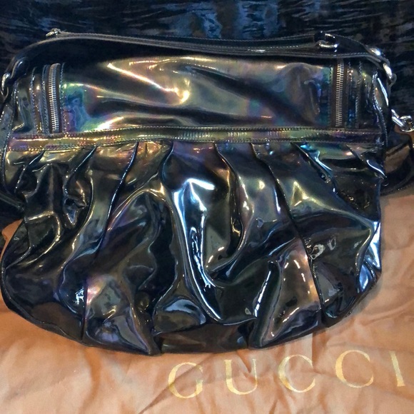 Gucci Icon Bit Black Iridescent Patent Bag - Picture 2 of 7